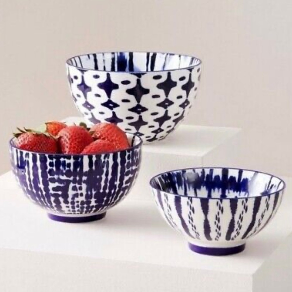 West Elm Indigo Tie-Dye Bowls set of 3